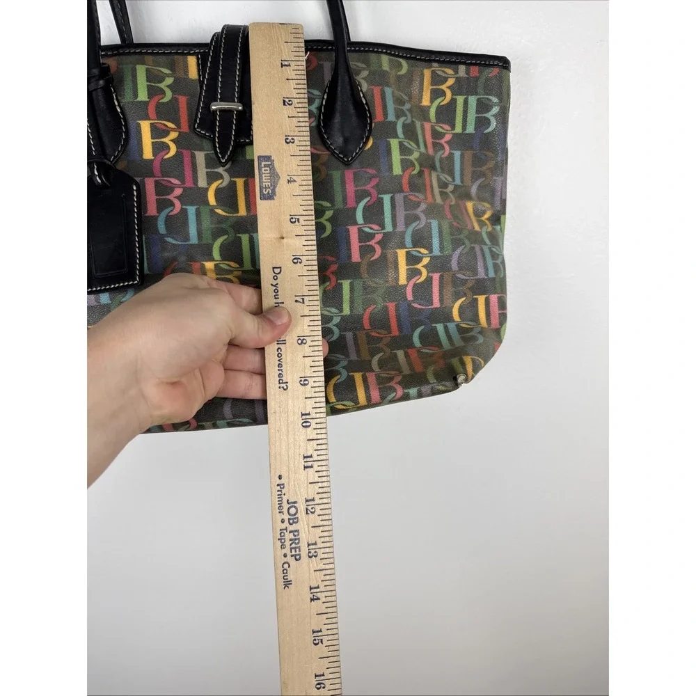 Dooney & Bourke Cindy Rainbow Signature DB Coated Canvas Tote Purse Bag